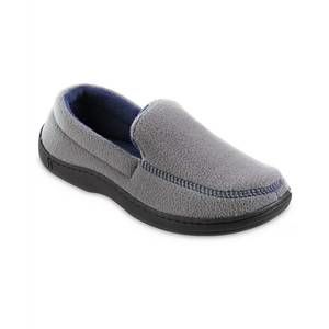 NEW ISOTONER men's roman recycled fleece moccasin slippers in ash